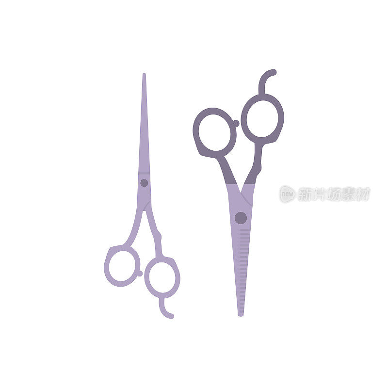 A pair of barber scissors for haircut in barbershop or beauty salon.